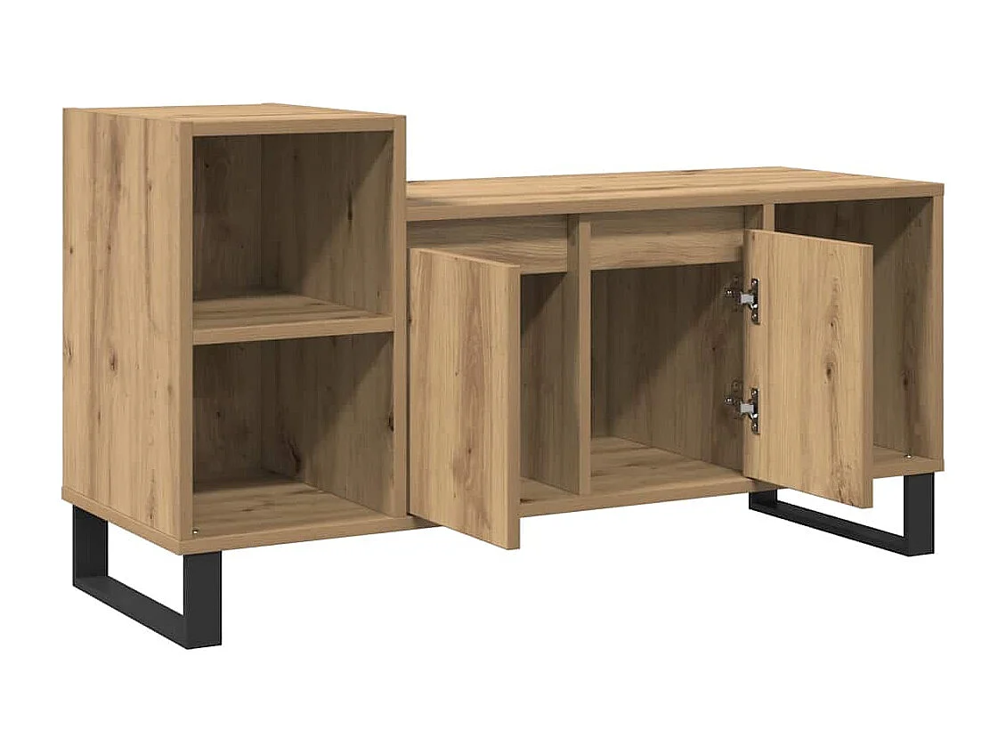 Meuble TV chêne artisanal 100x35x55 cm bois d'ingénierie