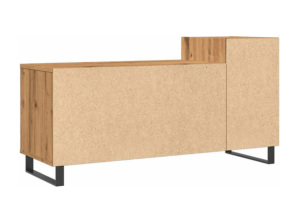 Meuble TV chêne artisanal 100x35x55 cm bois d'ingénierie