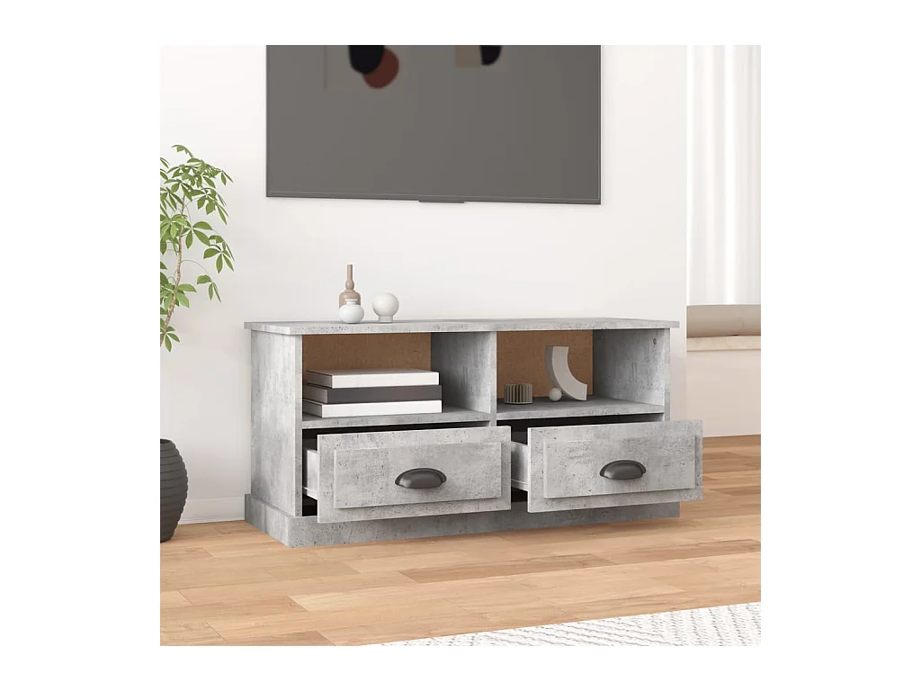 Meuble TV gris béton 93x35,5x45 cm bois d'ingénierie