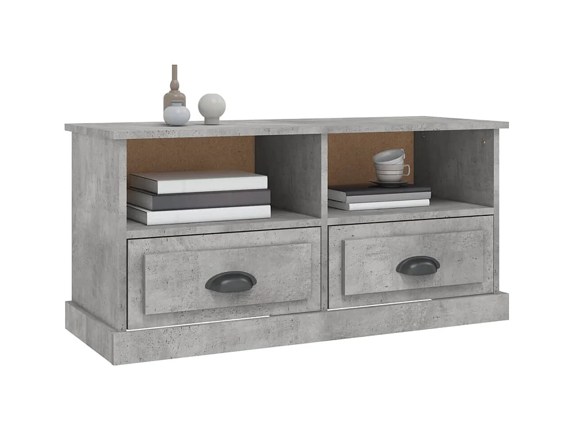 Meuble TV gris béton 93x35,5x45 cm bois d'ingénierie