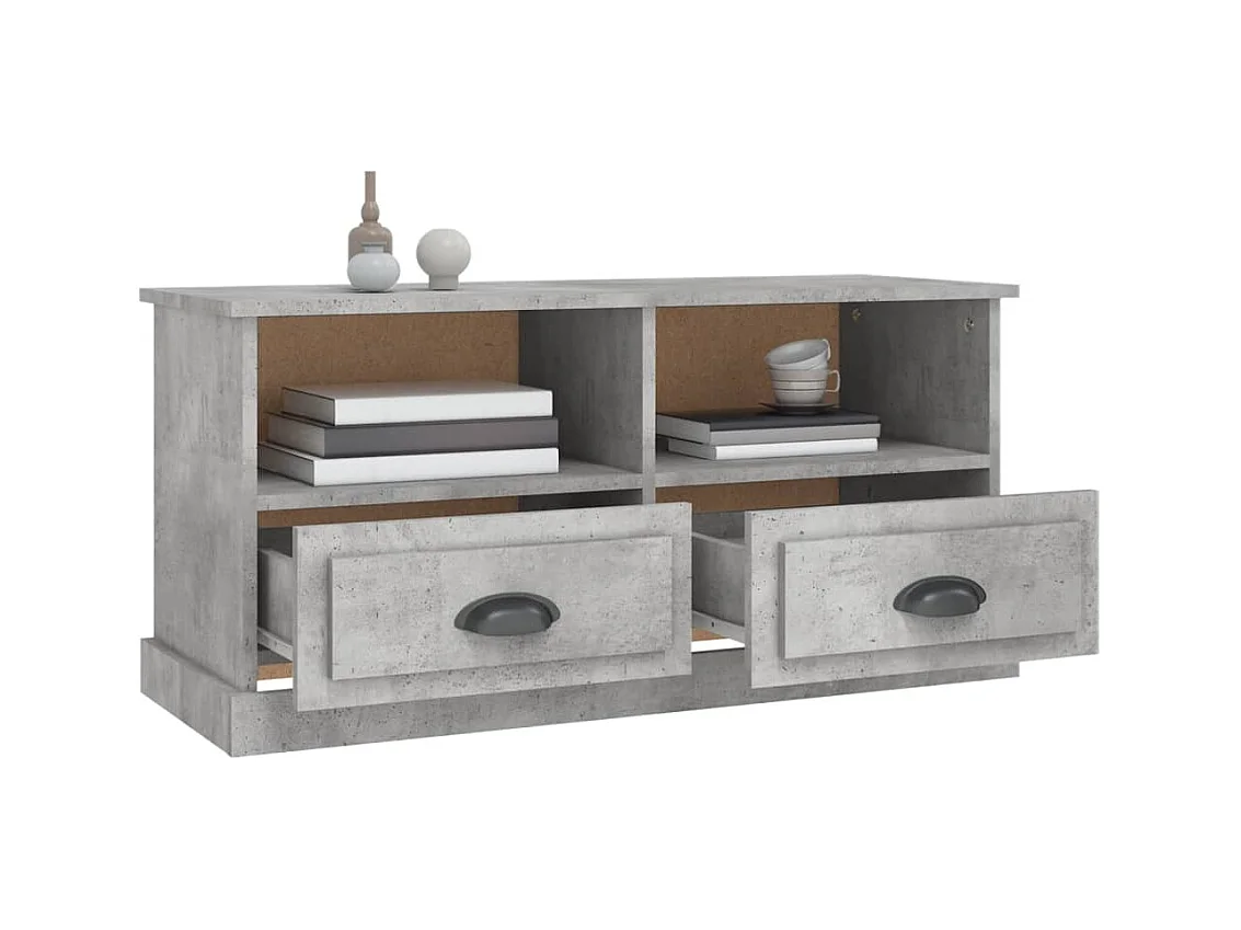 Meuble TV gris béton 93x35,5x45 cm bois d'ingénierie
