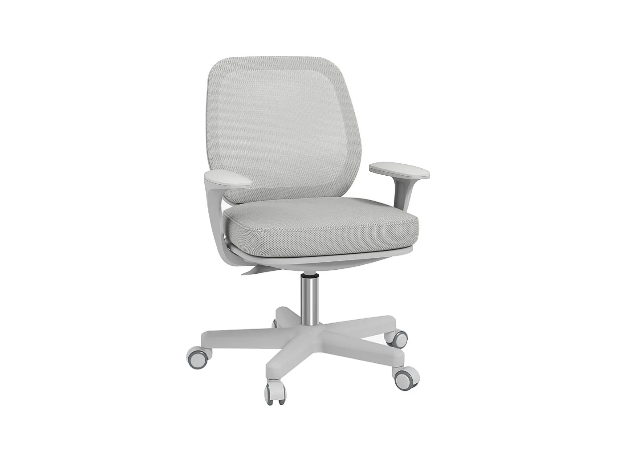 Chaise de bureau ergonomique pivotante, réglable en hauteur, polyester, gris (55x48x82.5-94.5cm)