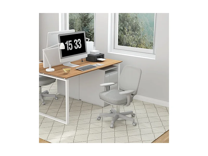 Chaise de bureau ergonomique pivotante, réglable en hauteur, polyester, gris (55x48x82.5-94.5cm)