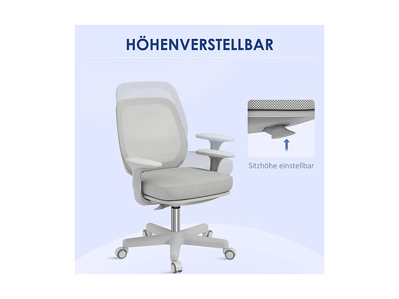 Chaise de bureau ergonomique pivotante, réglable en hauteur, polyester, gris (55x48x82.5-94.5cm)