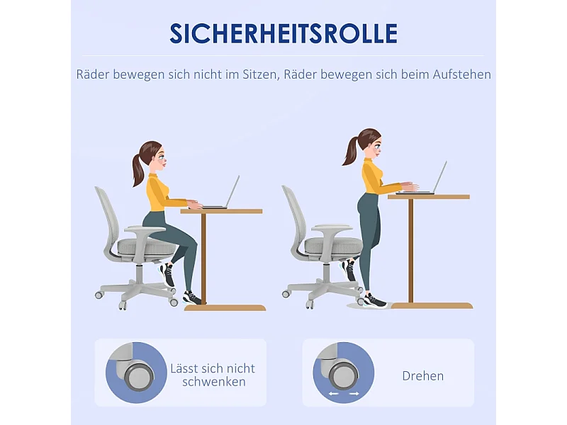 Ergonomische draaibare bureaustoel, in hoogte verstelbaar, polyester, grijs (55x48x82,5-94,5cm)