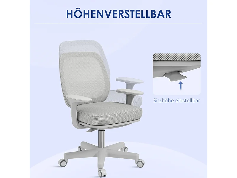Ergonomische draaibare bureaustoel, in hoogte verstelbaar, polyester, grijs (55x48x82,5-94,5cm)