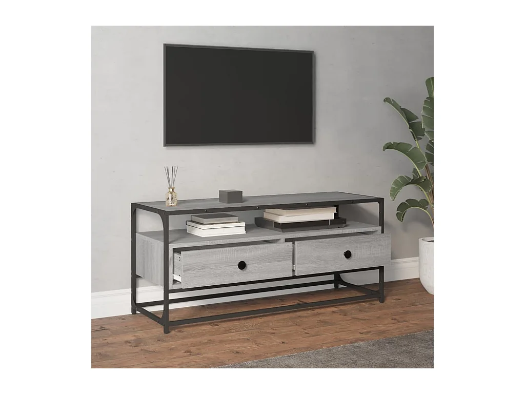 Meuble TV sonoma gris 100x35x45 cm bois d'ingénierie