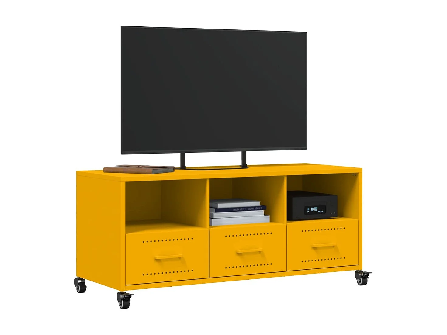 Meuble TV jaune moutarde 100,5x39x43,5 cm acier