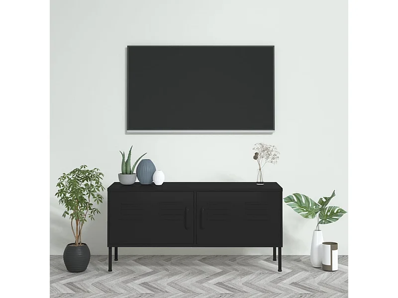 Mobile TV nero 105x35x50 cm Acciaio