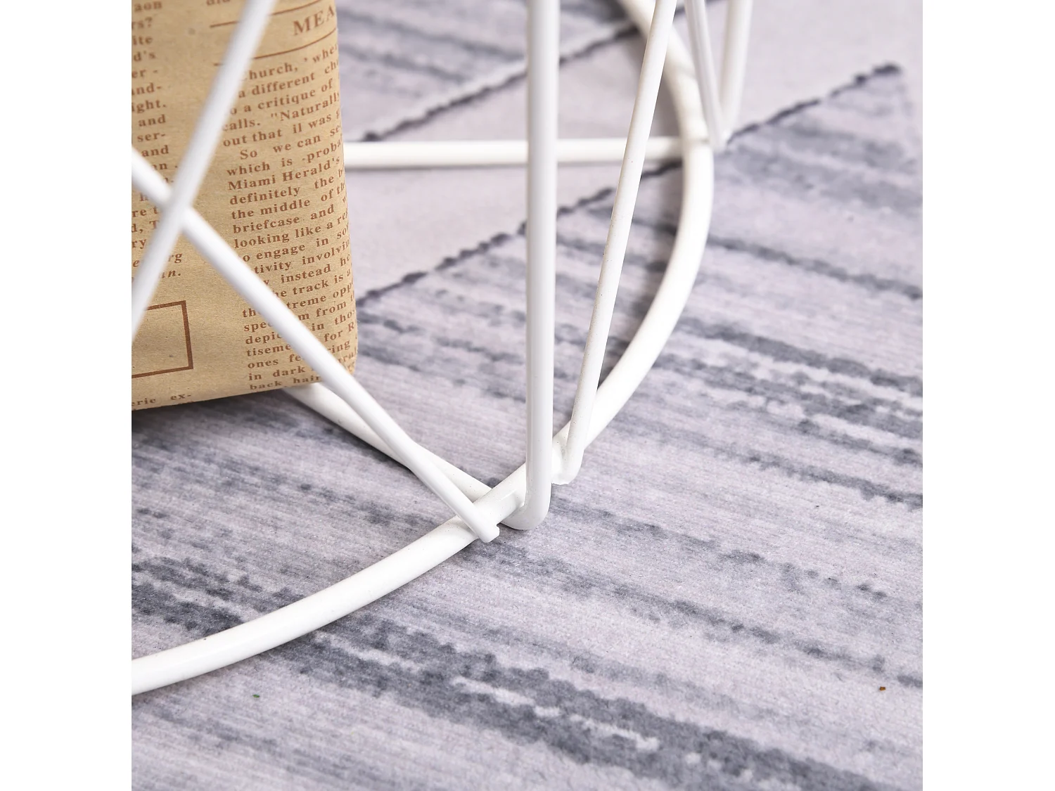 Ensemble de 2 tables basses design, plateau MDF et structure métal, blanc, Ø40x45 cm