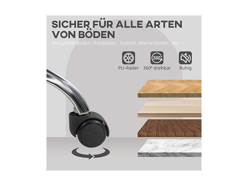 Fauteuil de bureau ergonomique, réglable en hauteur avec fonction bascule, velours teddy, gris (56x61x86cm)