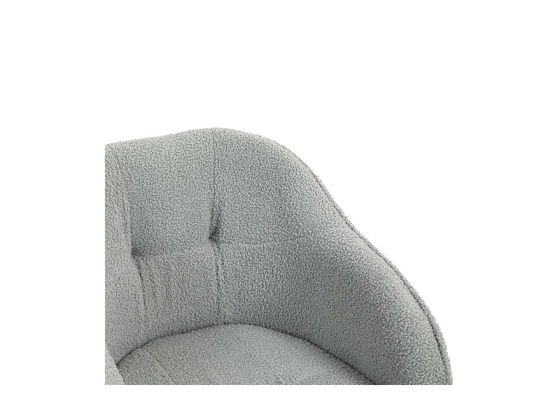 Fauteuil de bureau ergonomique, réglable en hauteur avec fonction bascule, velours teddy, gris (56x61x86cm)