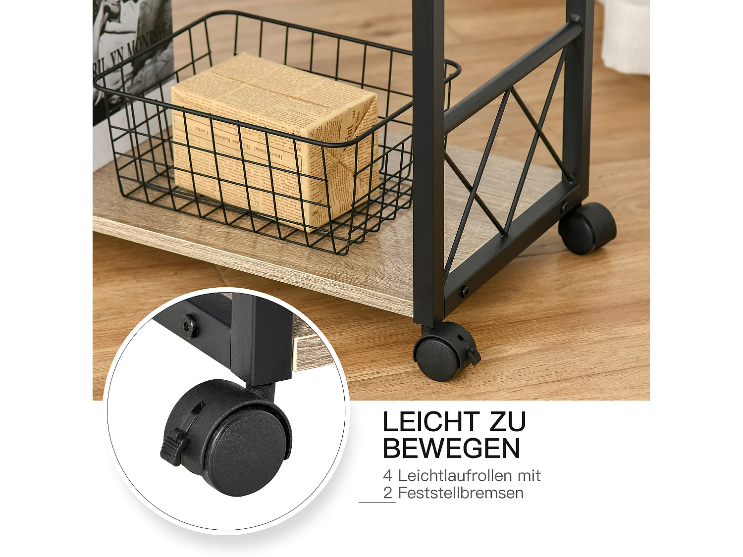 Tavolino laterale con cassetto, design elegante, pannello di particelle, rovere, per cucina e soggiorno (60x30x65cm)