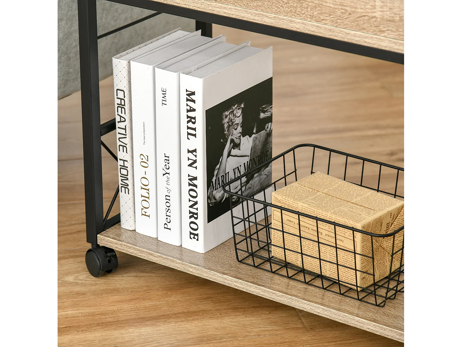 Tavolino laterale con cassetto, design elegante, pannello di particelle, rovere, per cucina e soggiorno (60x30x65cm)