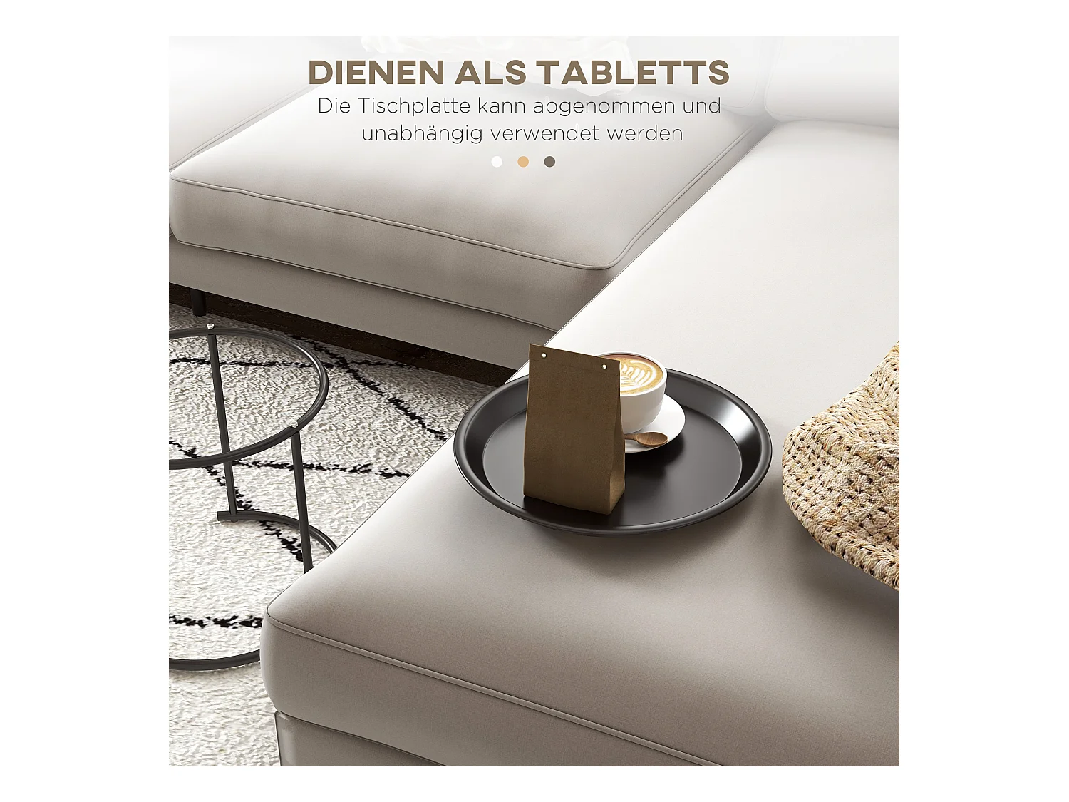 Set de 2 tables basses rondes empilables, design moderne, acier, noir (Ø43/35x38 cm)