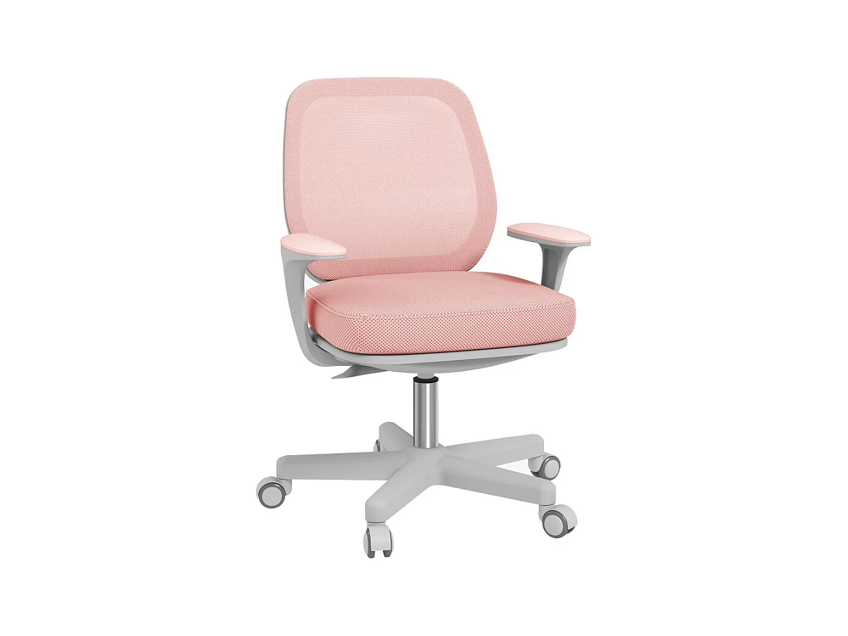 Chaise de bureau ergonomique pivotante, réglable en hauteur, polyester, rose (55x48x82.5-94.5cm)