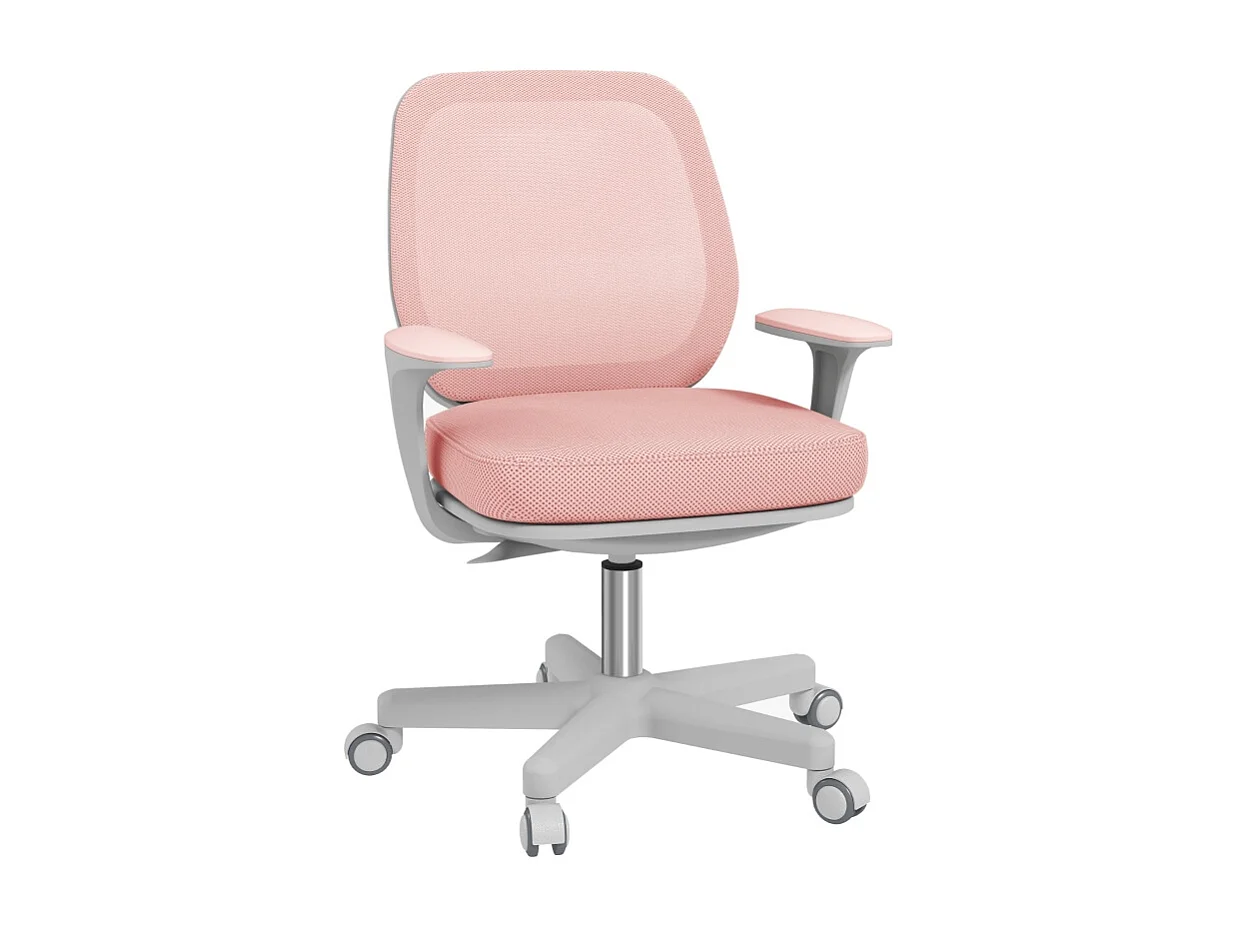 Sedia da ufficio ergonomica girevole, regolabile in altezza, poliestere, rosa (55x48x82,5-94,5cm)