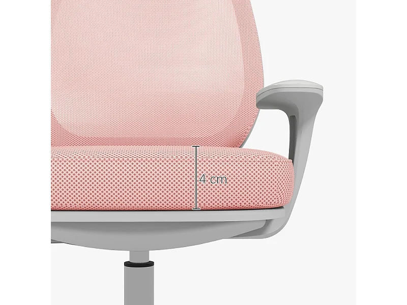 Sedia da ufficio ergonomica girevole, regolabile in altezza, poliestere, rosa (55x48x82,5-94,5cm)