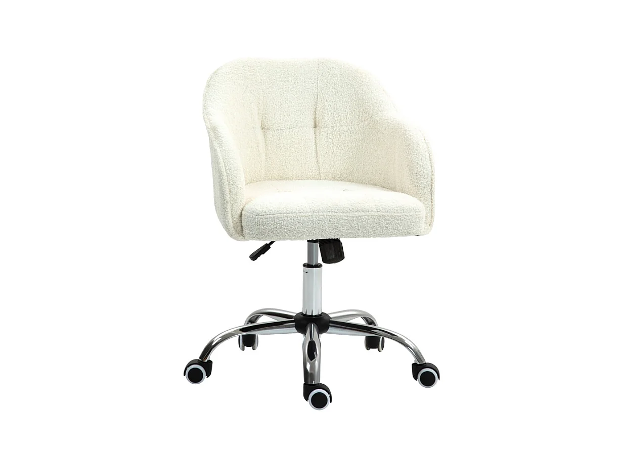 pivotant, réglable en hauteur avec fonction bascule, velours teddy, blanc crème (56x61x86 cm)