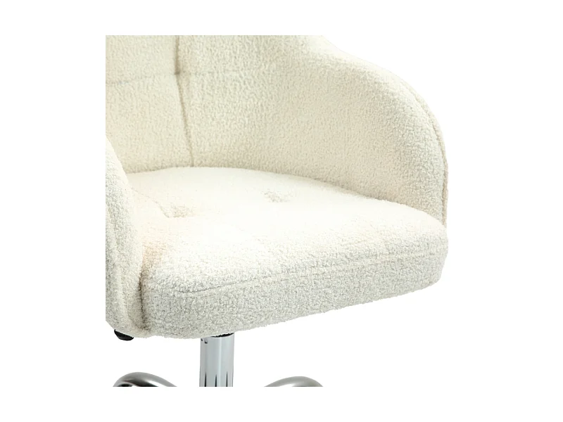 pivotant, réglable en hauteur avec fonction bascule, velours teddy, blanc crème (56x61x86 cm)