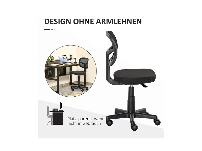Chaise de bureau ergonomique, réglable en hauteur, tissu, noir (43x48x89.5cm)