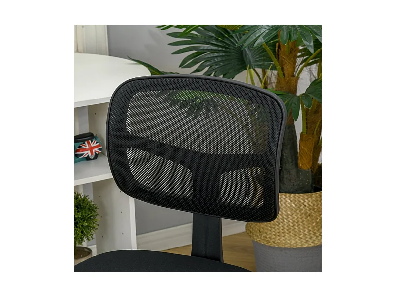 Chaise de bureau ergonomique, réglable en hauteur, tissu, noir (43x48x89.5cm)