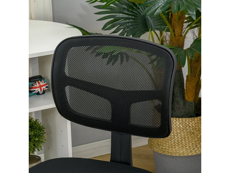 Chaise de bureau ergonomique, réglable en hauteur, tissu, noir (43x48x89.5cm)
