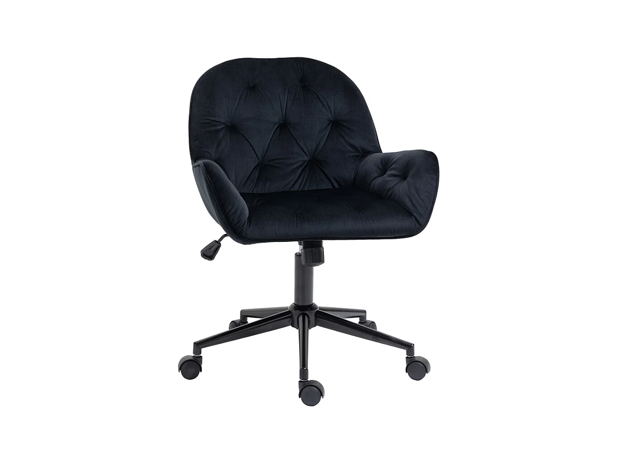 Fauteuil de bureau ergonomique, réglable en hauteur, tissu velours, noir (60x61x81-91cm)