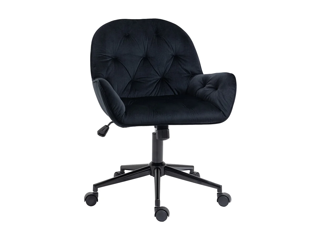Fauteuil de bureau ergonomique, réglable en hauteur, tissu velours, noir (60x61x81-91cm)