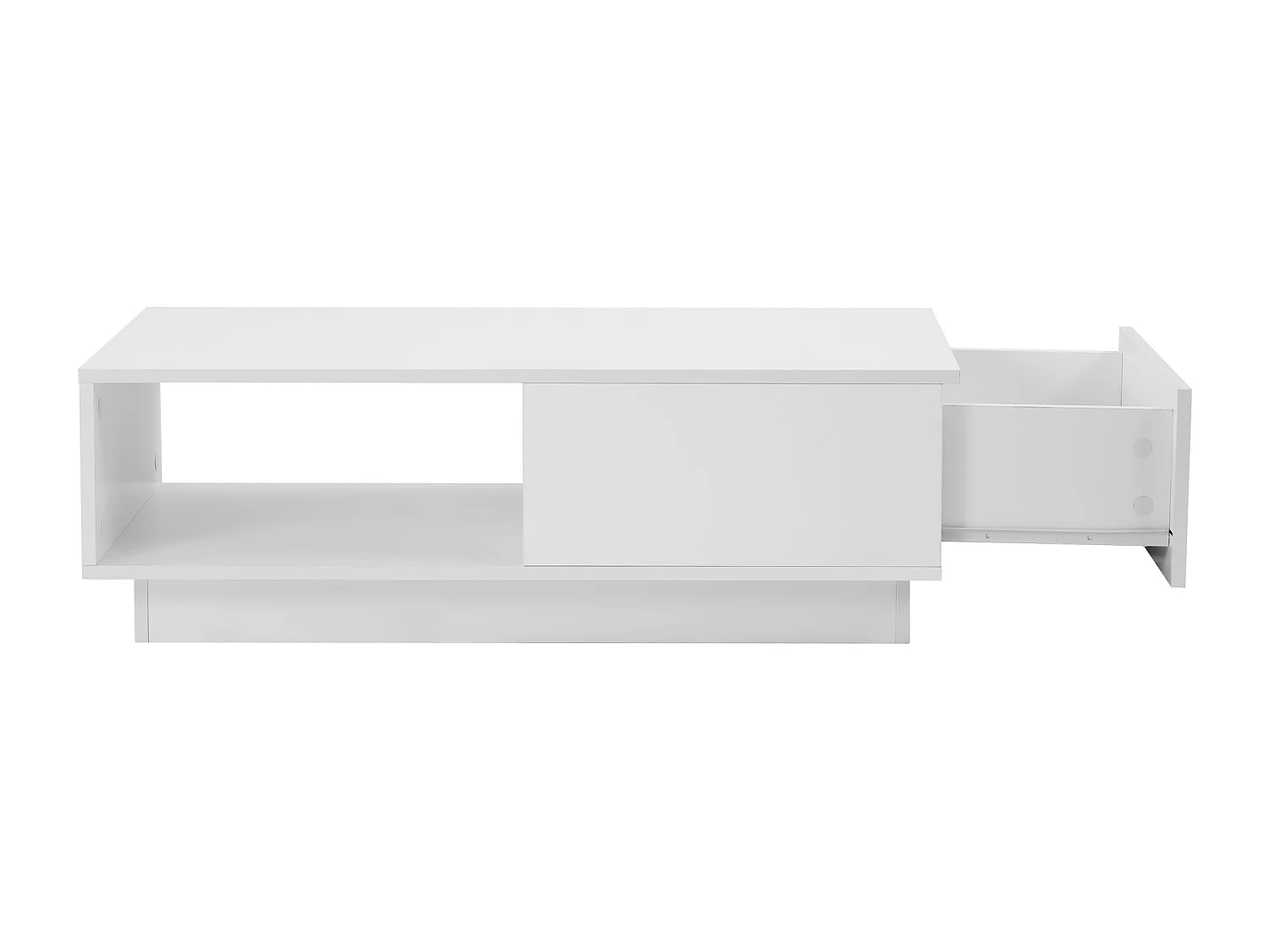 Moderne salontafel, strak design met LED-verlichting, spaanplaat, wit (95x55x32 cm)