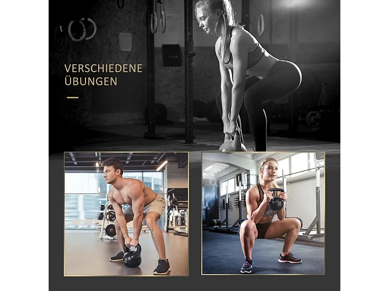 Haltère kettlebell en plastique remplie de sable, 10 kg, noir, pour entraînement complet (25x19x28cm)