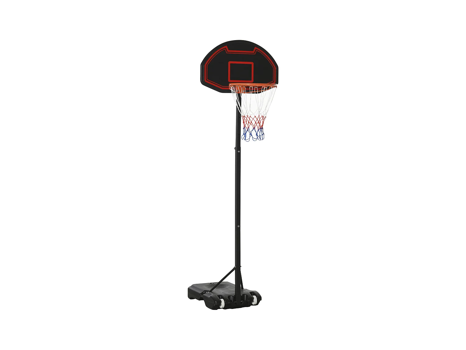 Canestro da basket regolabile in altezza 195-250 cm con supporto, acciaio, nero, per bambini, con ruote (131, con ruote (131x49x250 cm)