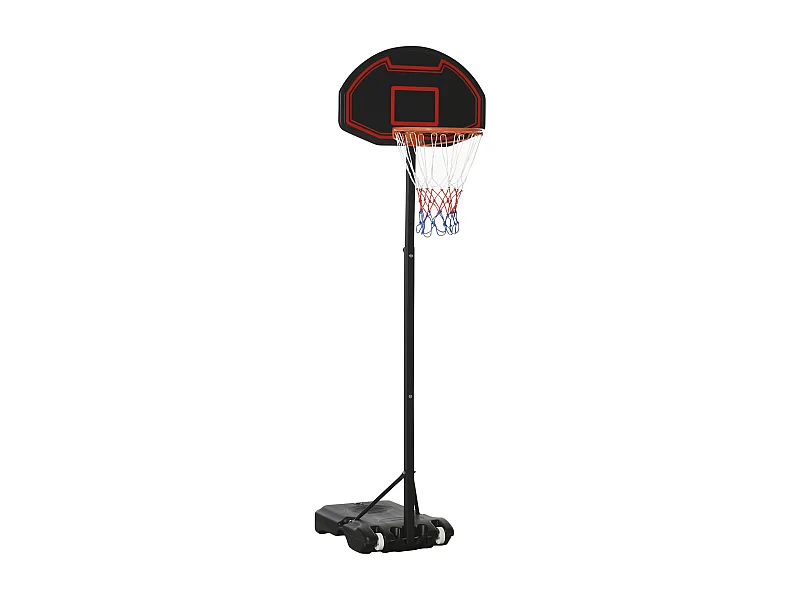 Canasta de baloncesto de altura regulable 195-250 cm con soporte, de acero, color negro, para niños, con ruedas (131, con ruedas (131x49x250 cm)