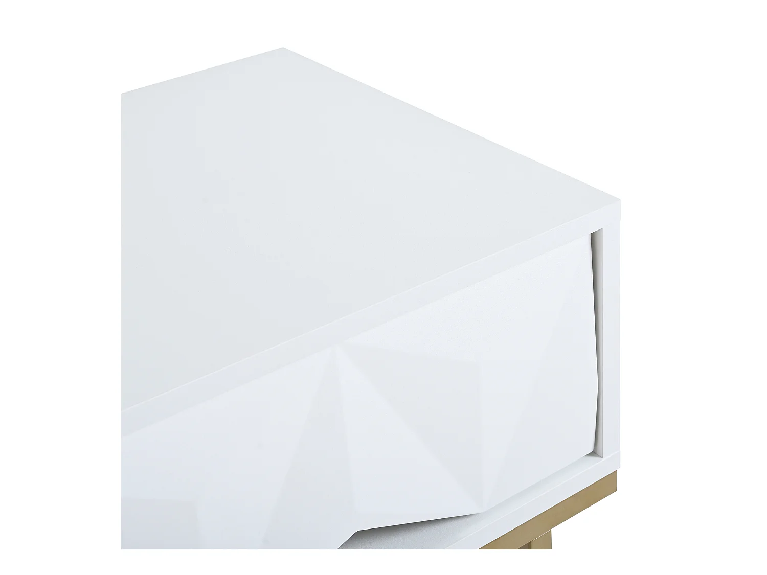 Console murale design avec tiroirs géométriques, MDF, blanc et doré (80x40x80cm)