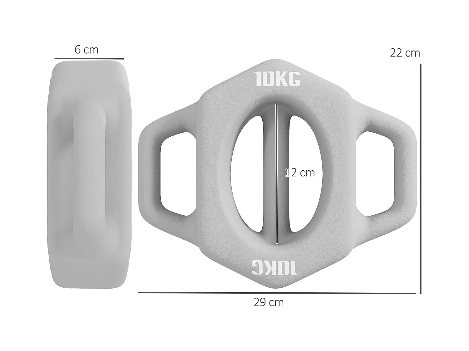 3-in-1 multifunctionele halter 10 kg, vloerbescherming, grijs kunststof (29x22x6cm)