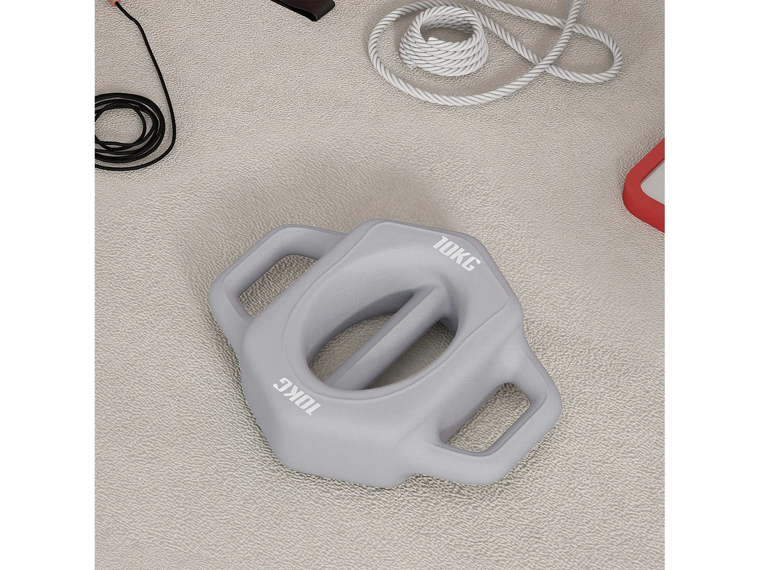 Mancuerna multifuncional 3 en 1 de 10 kg, protección para el suelo, plástico gris (29 x 22 x 6 cm)