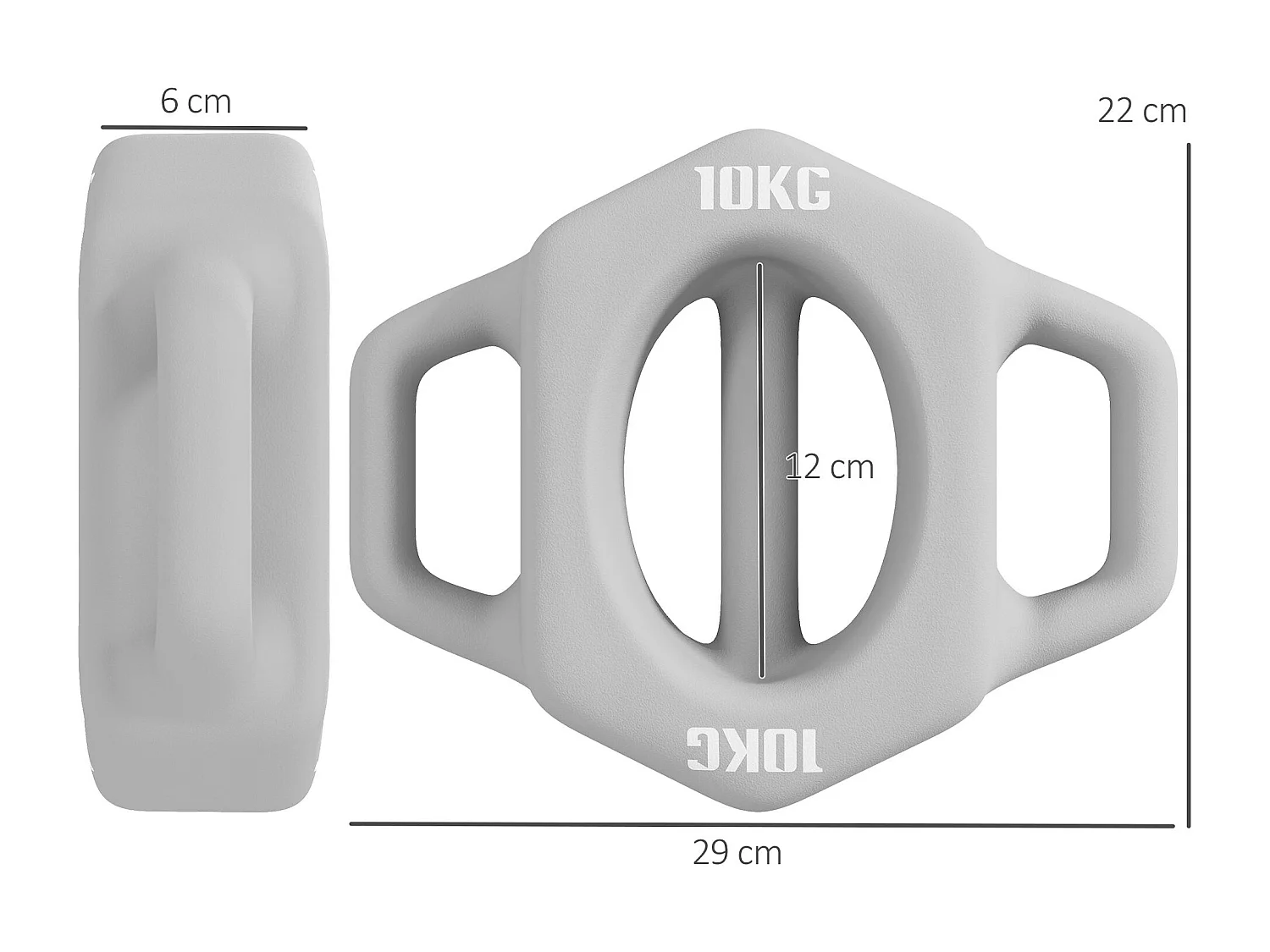 Mancuerna multifuncional 3 en 1 de 10 kg, protección para el suelo, plástico gris (29 x 22 x 6 cm)