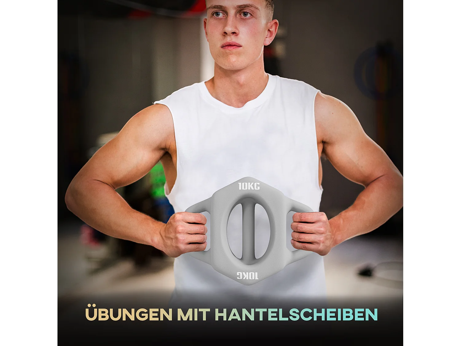 Mancuerna multifuncional 3 en 1 de 10 kg, protección para el suelo, plástico gris (29 x 22 x 6 cm)