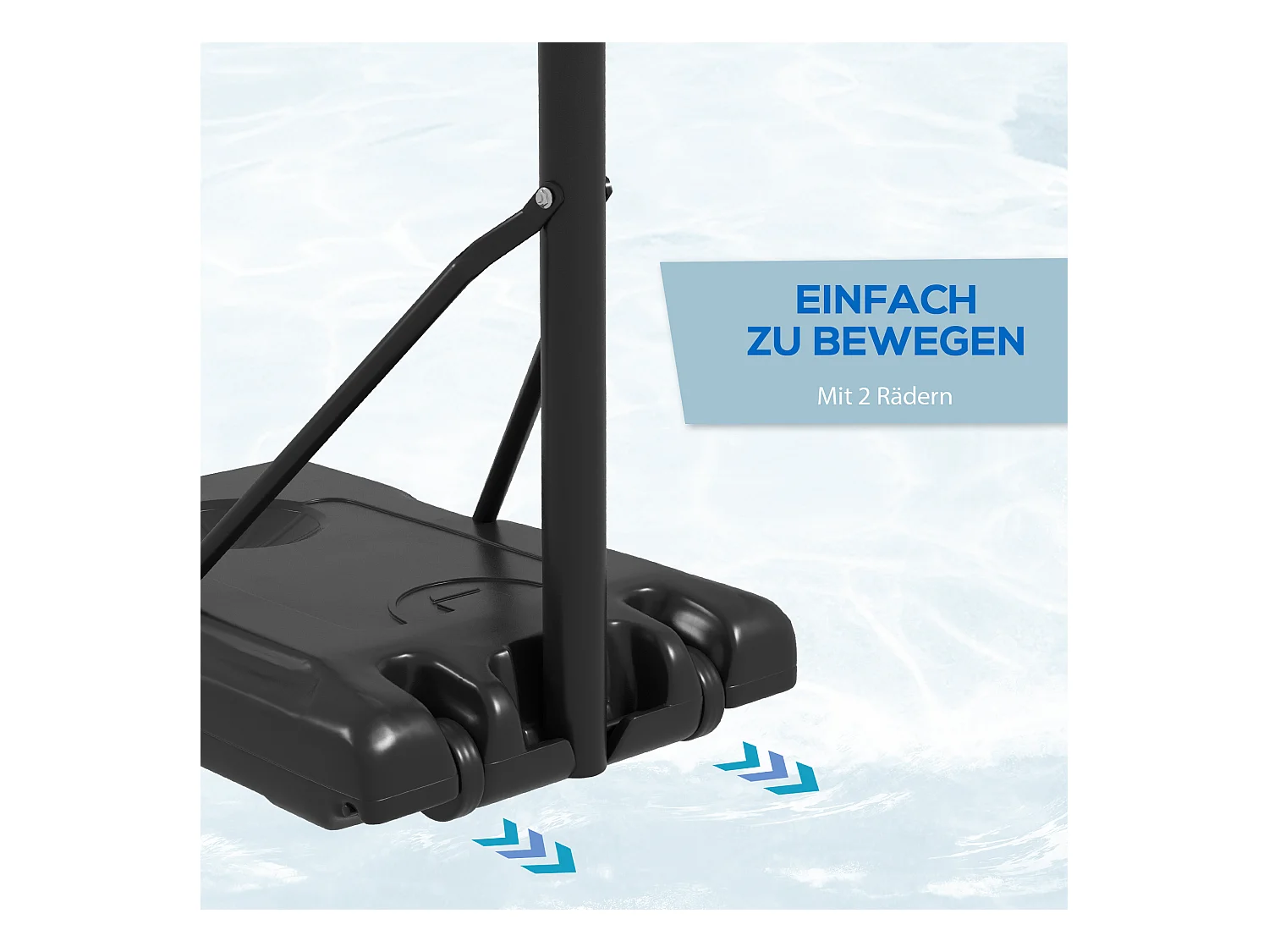 Panier de basket réglable en hauteur avec support, acier, noir, roues incluses (71x74x264 cm)