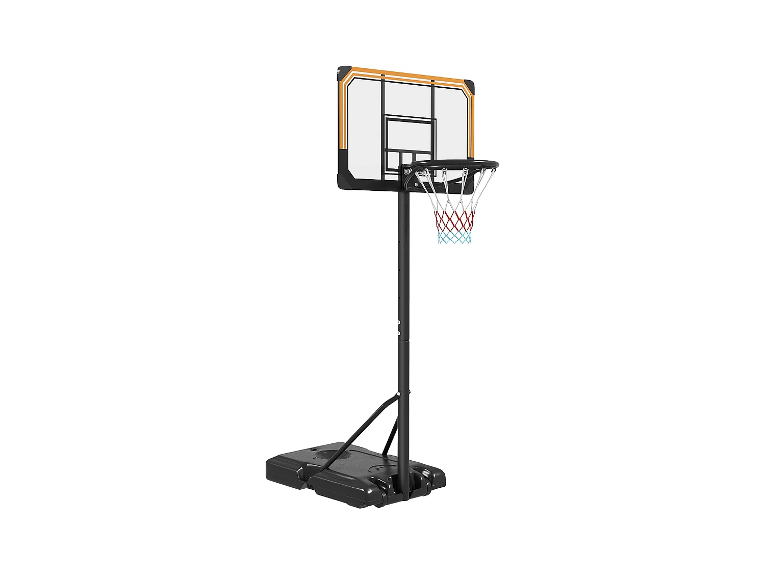 Canasta de baloncesto regulable en altura con soporte, acero, color negro, ruedas incluidas (71x74x264 cm)