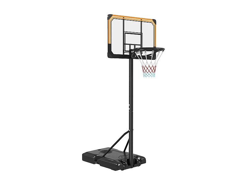 Panier de basket réglable en hauteur avec support, acier, noir, roues incluses (71x74x264 cm)