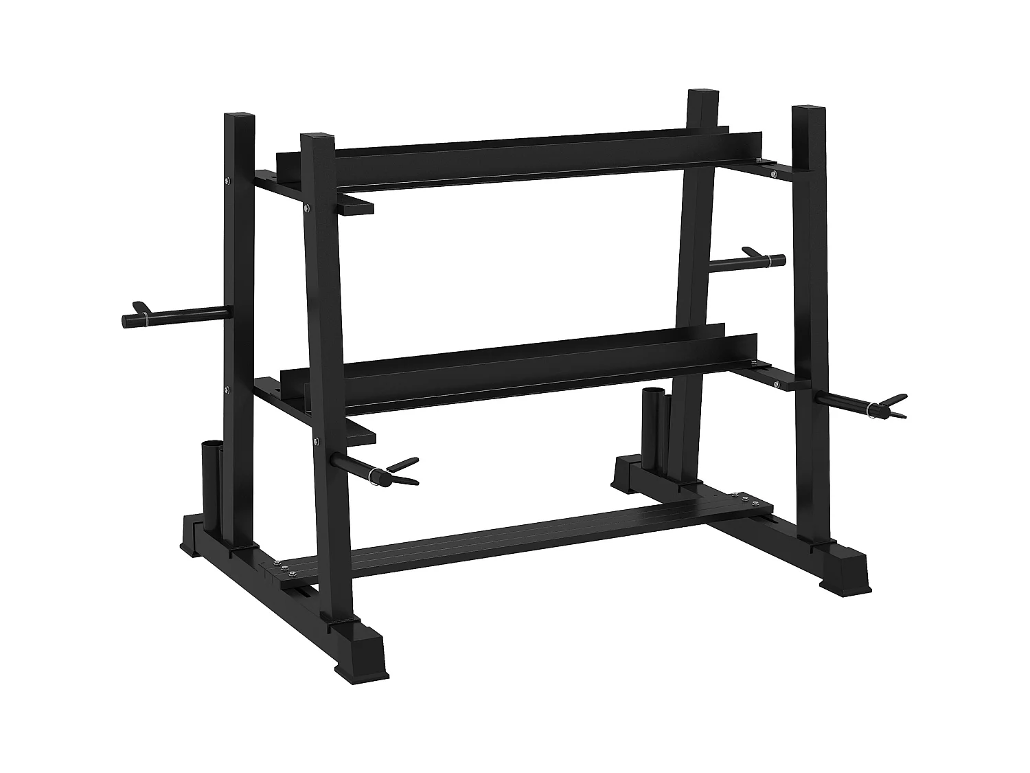Support pour haltères à 3 niveaux, capacité 200 kg, acier, noir (131x75x80 cm)