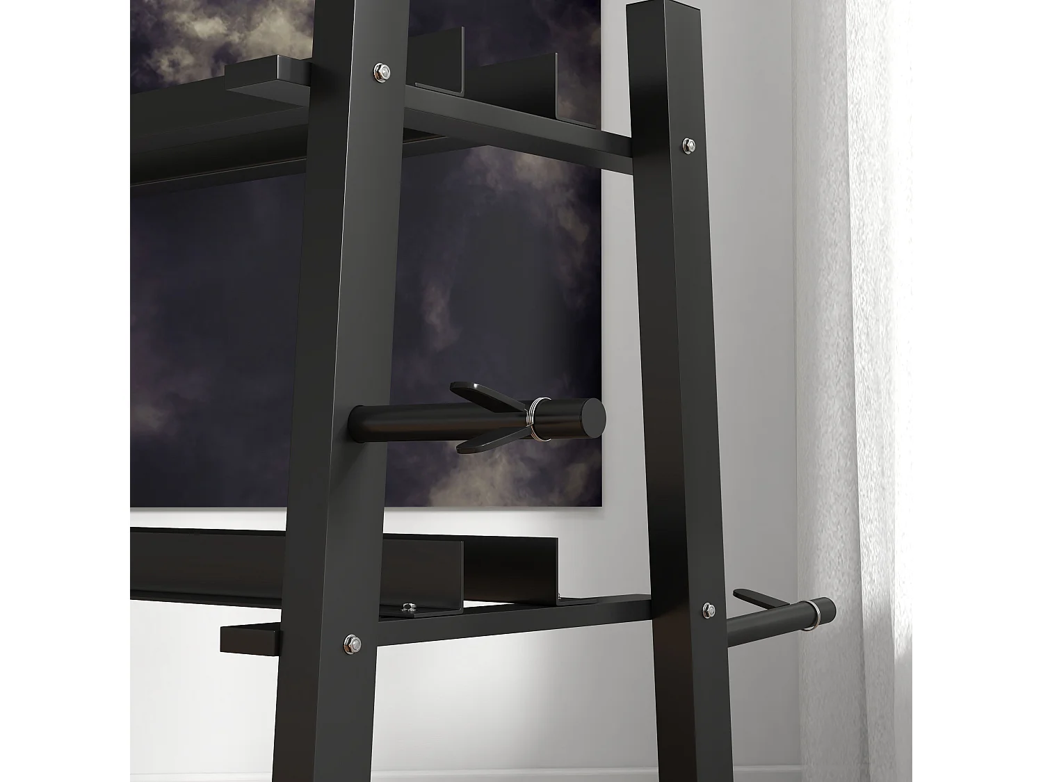 Support pour haltères à 3 niveaux, capacité 200 kg, acier, noir (131x75x80 cm)