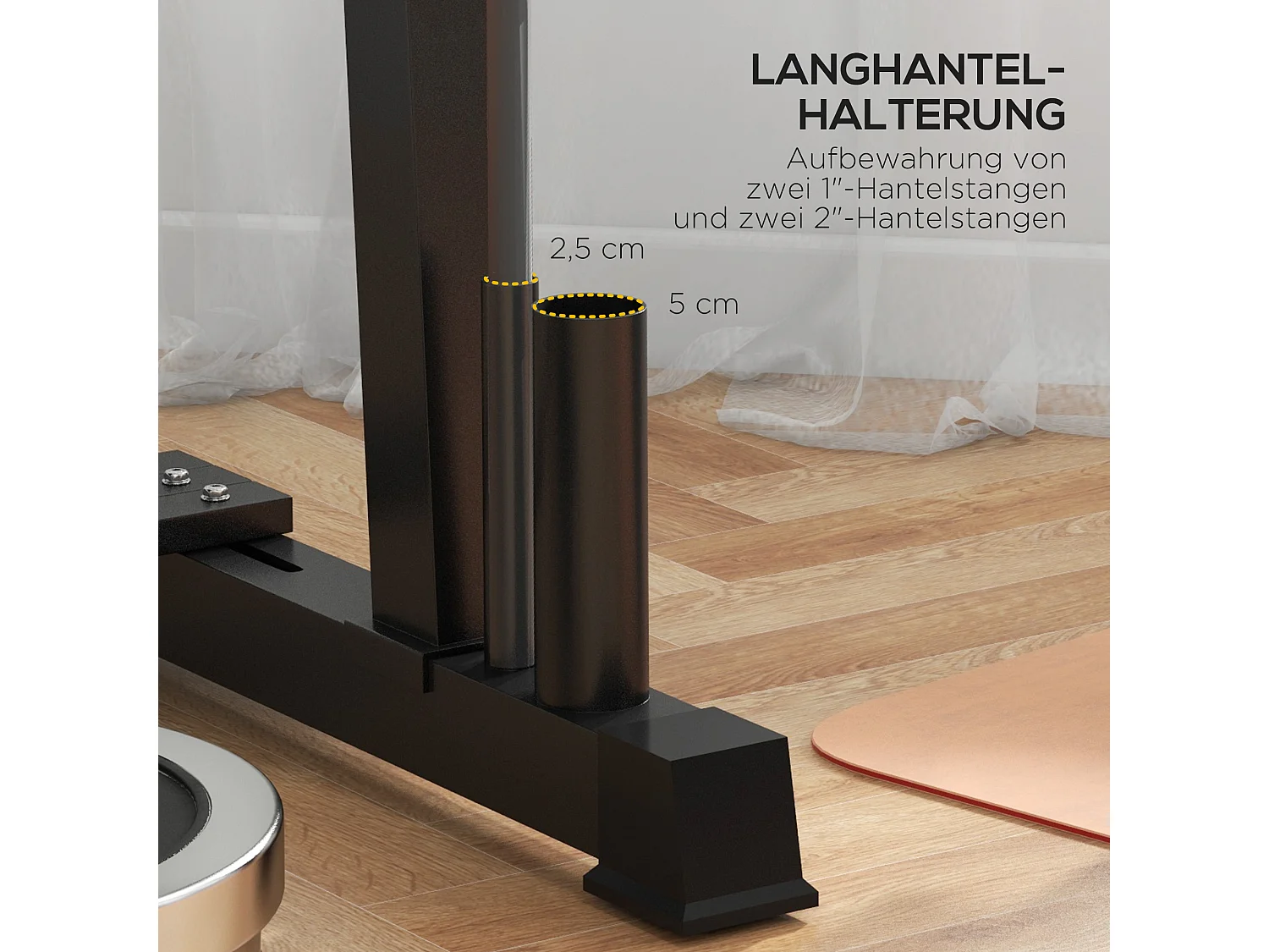 Support pour haltères à 3 niveaux, capacité 200 kg, acier, noir (131x75x80 cm)