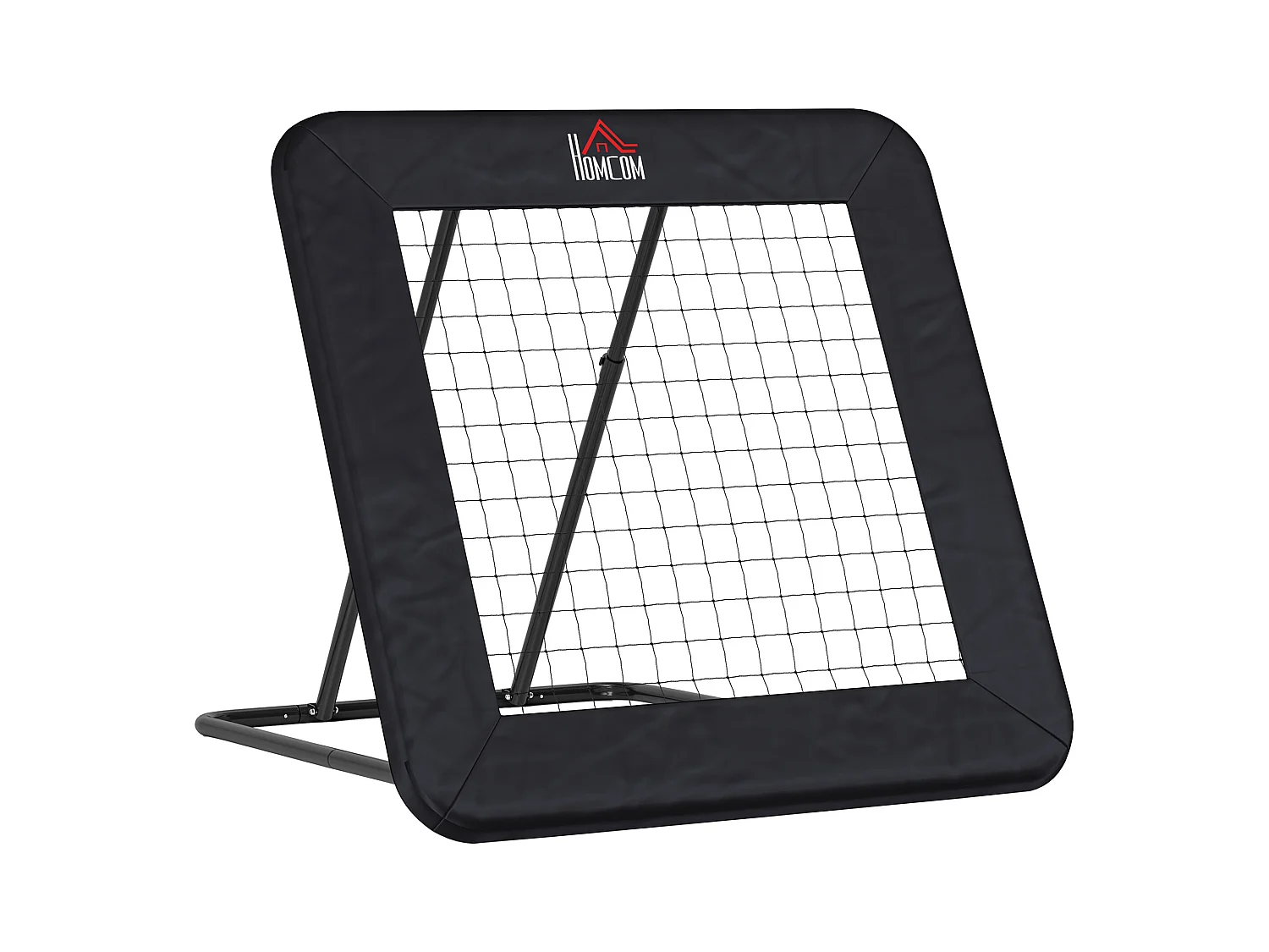 Reboteador de fútbol plegable, 5 posiciones ajustables, acero, negro (128x118x108-120cm)