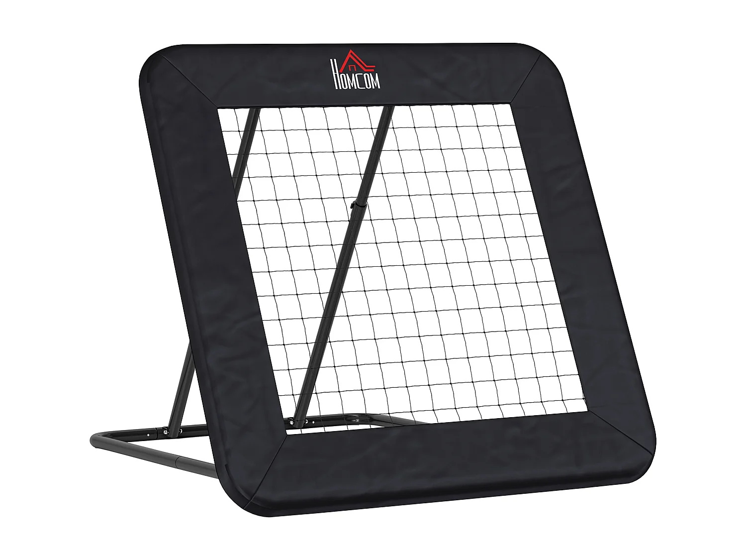 Rebondisseur de football pliable, 5 positions réglables, acier, noir (128x118x108-120cm)