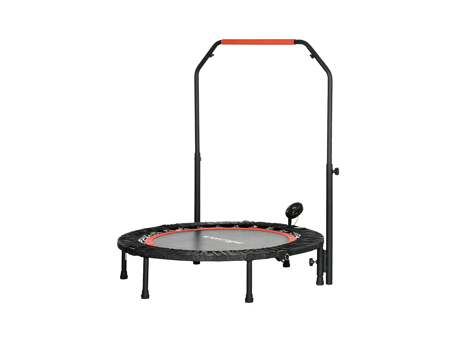 Mini trampolín de fitness con pantalla LCD, mango ajustable en 4 posiciones, plástico, negro (102 x 102 x 123 cm)