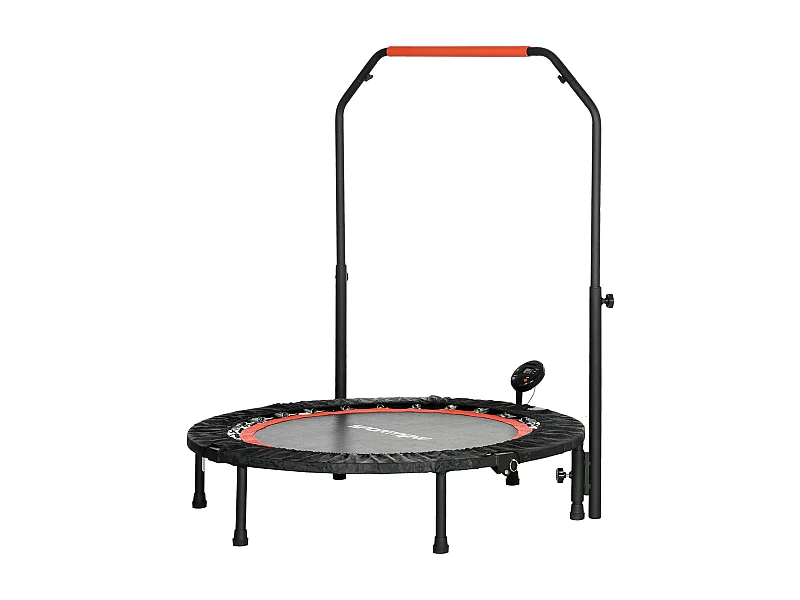 Mini trampoline de fitness avec écran LCD, poignée réglable 4 positions, plastique, noir (102x102x123cm)