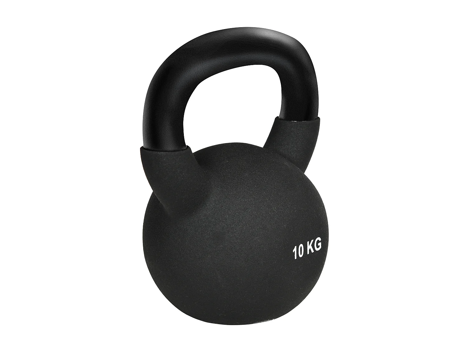 10 kg gietijzeren kettlebell met neopreen coating, zwart (19x12x22 cm)