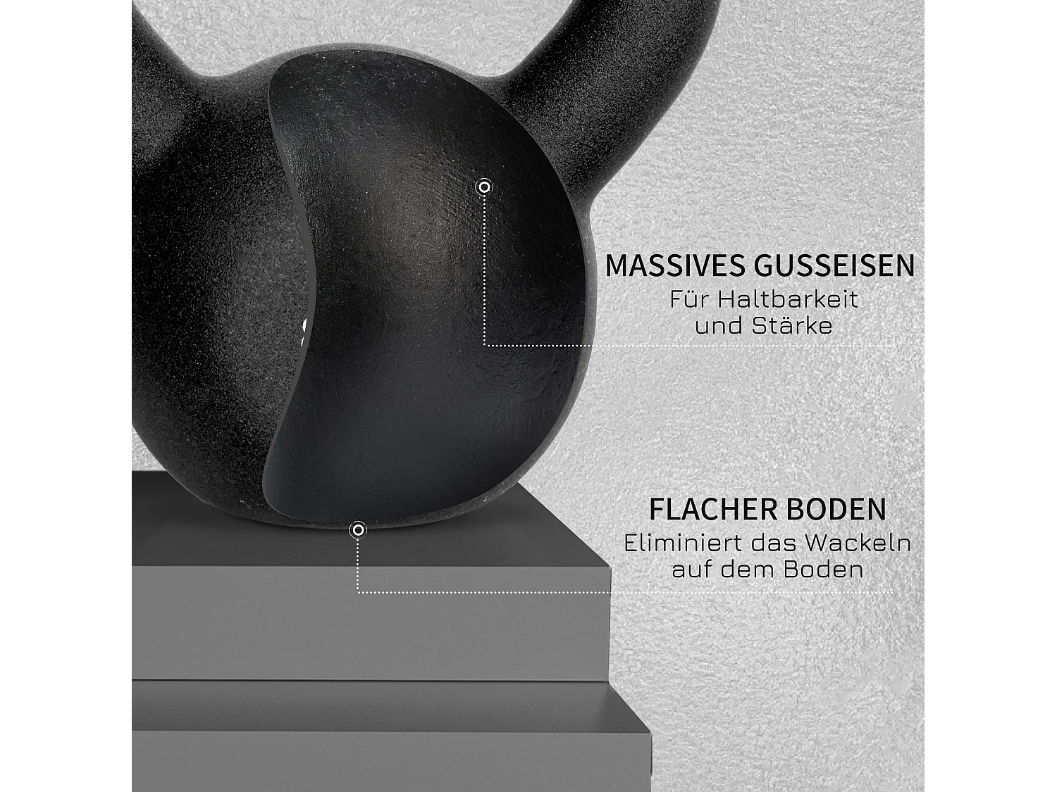 10 kg gietijzeren kettlebell met neopreen coating, zwart (19x12x22 cm)